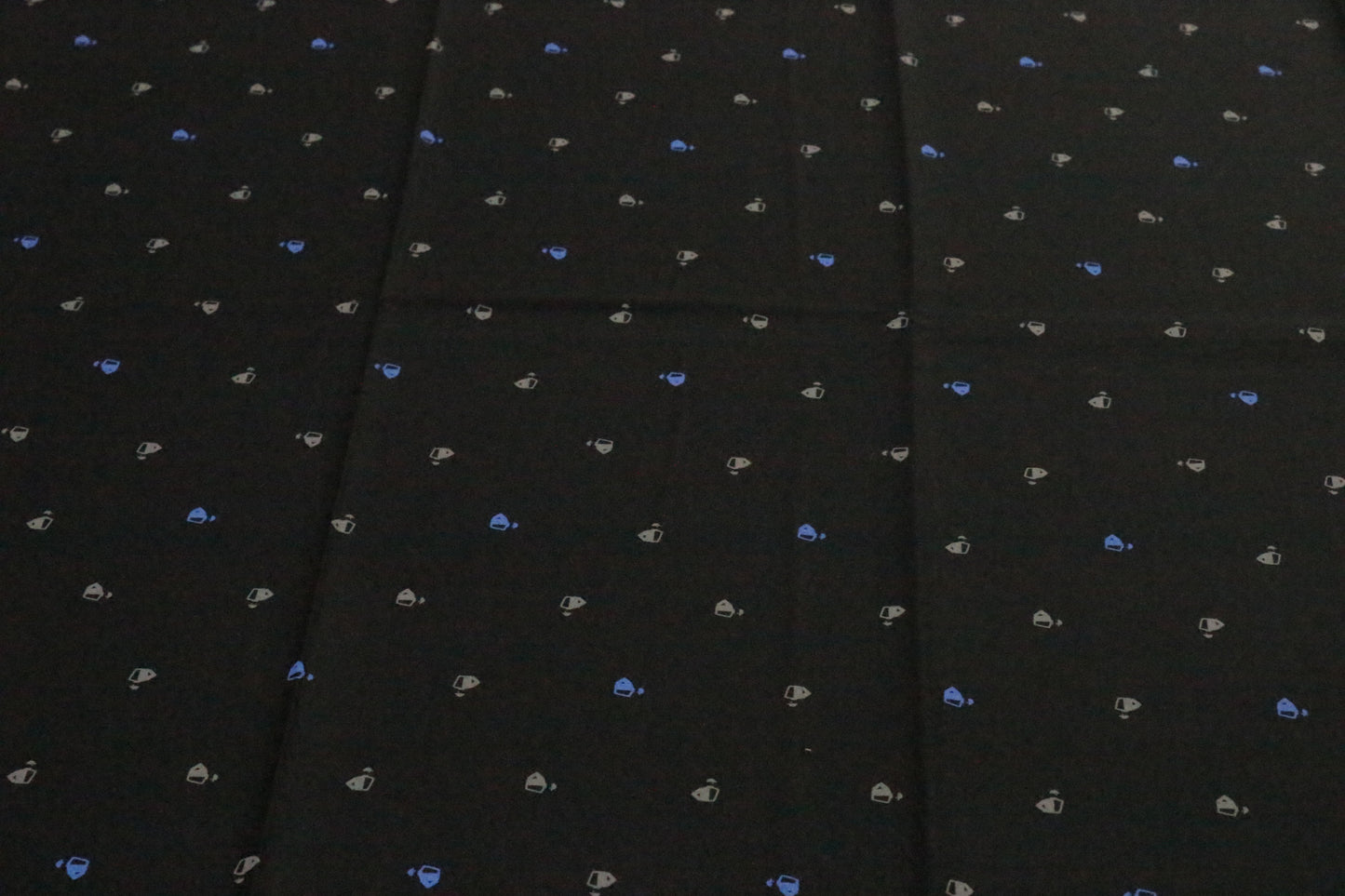 Black Cotton Satin Printed Unstitched Men's Shirt Piece