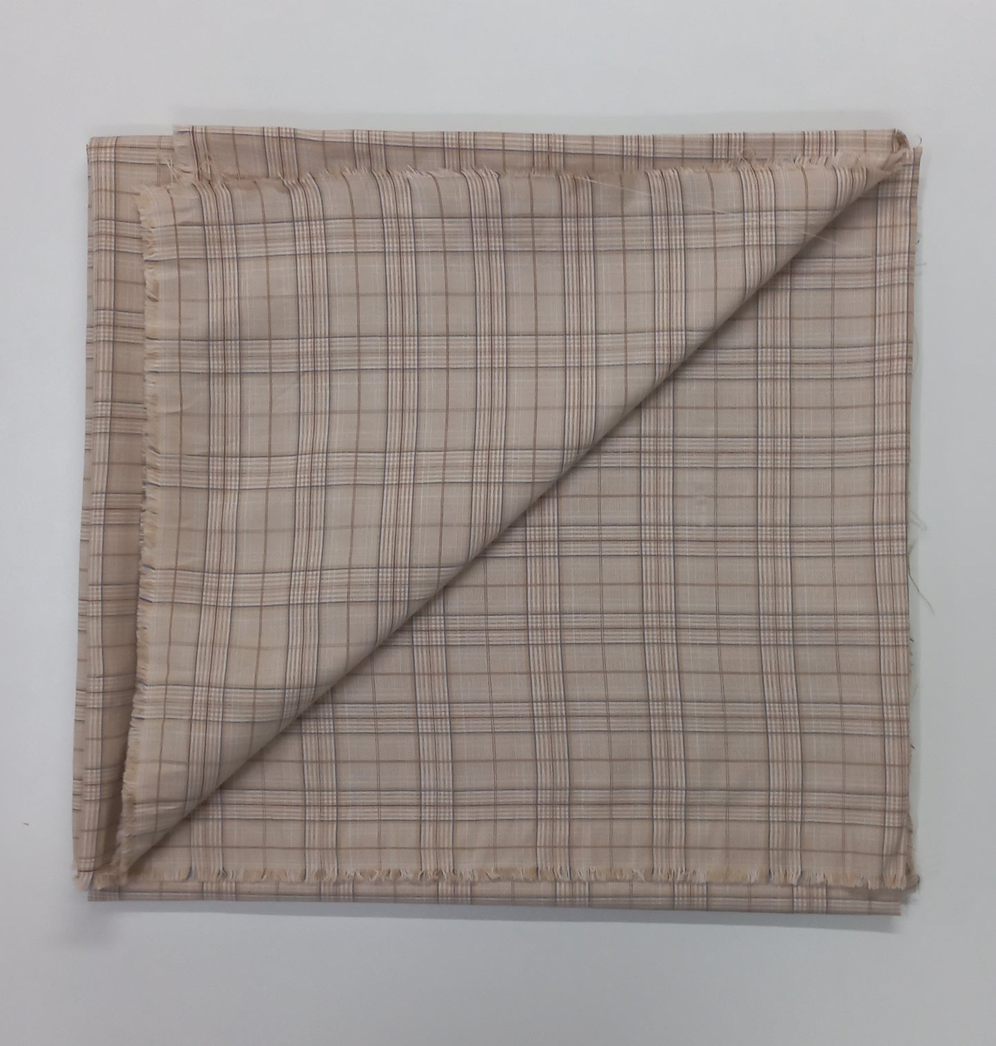 Beige Yarn Dyed Checks Cotton Unstitched Men's Shirt Piece (Width 58 Inch | 1.60 Meters) Crosscreek
