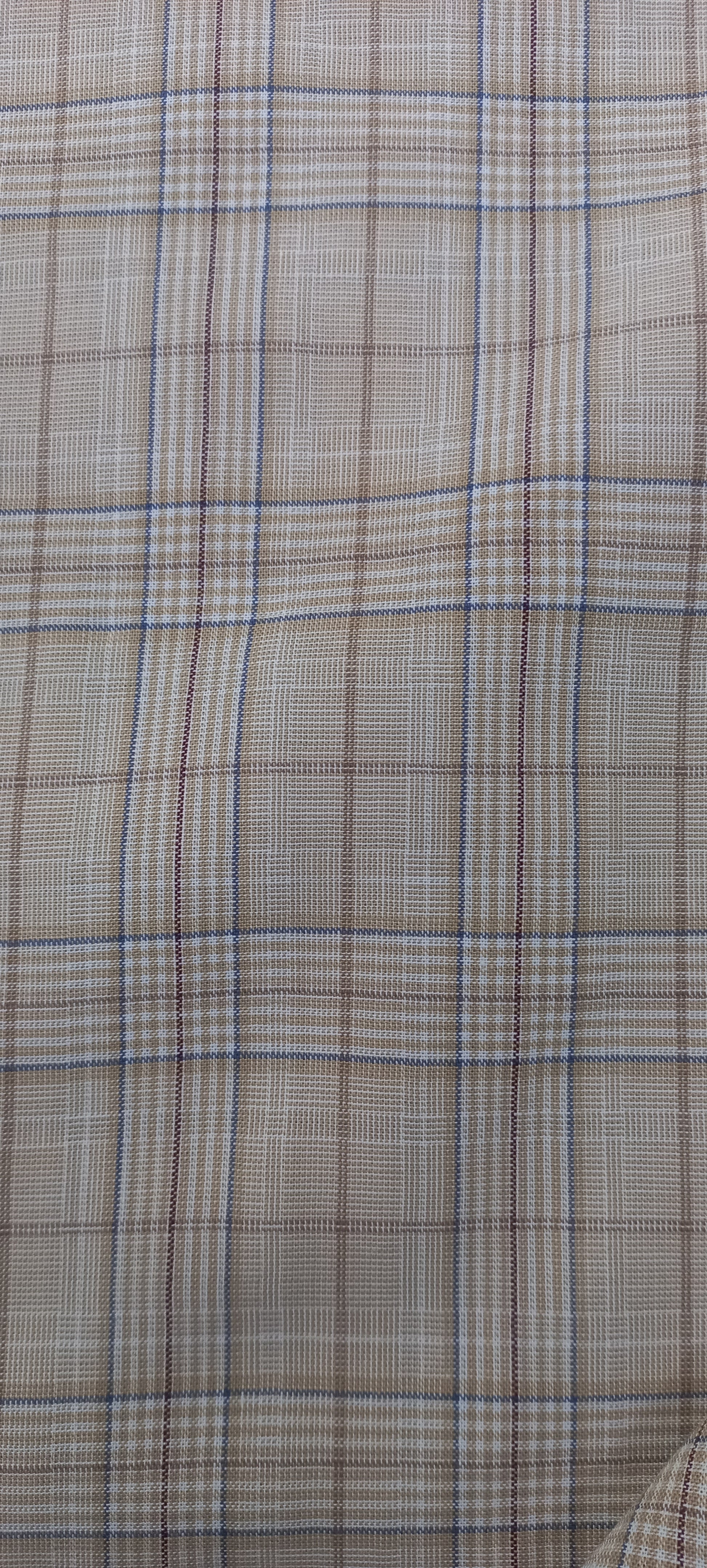 Beige Yarn Dyed Checks Cotton Unstitched Men's Shirt Piece (Width 58 Inch | 1.60 Meters) Crosscreek