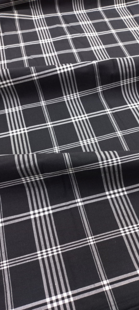 Black Yarn Dyed Checks Cotton Unstitched Men's Shirt Piece (Width 58 Inch | 1.60 Meters)