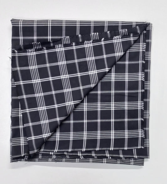 Black Yarn Dyed Checks Cotton Unstitched Men's Shirt Piece (Width 58 Inch | 1.60 Meters)