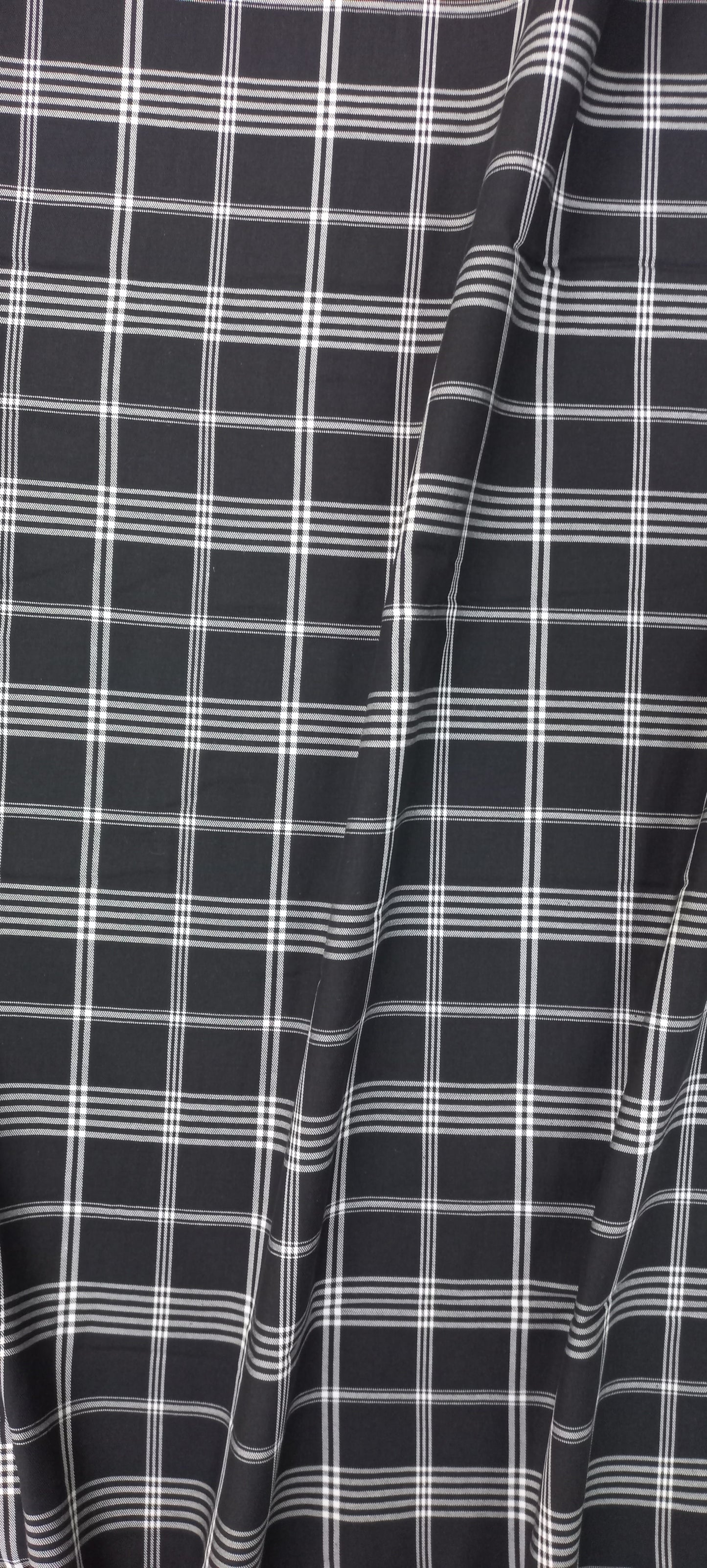 Black Yarn Dyed Checks Cotton Unstitched Men's Shirt Piece (Width 58 Inch | 1.60 Meters)