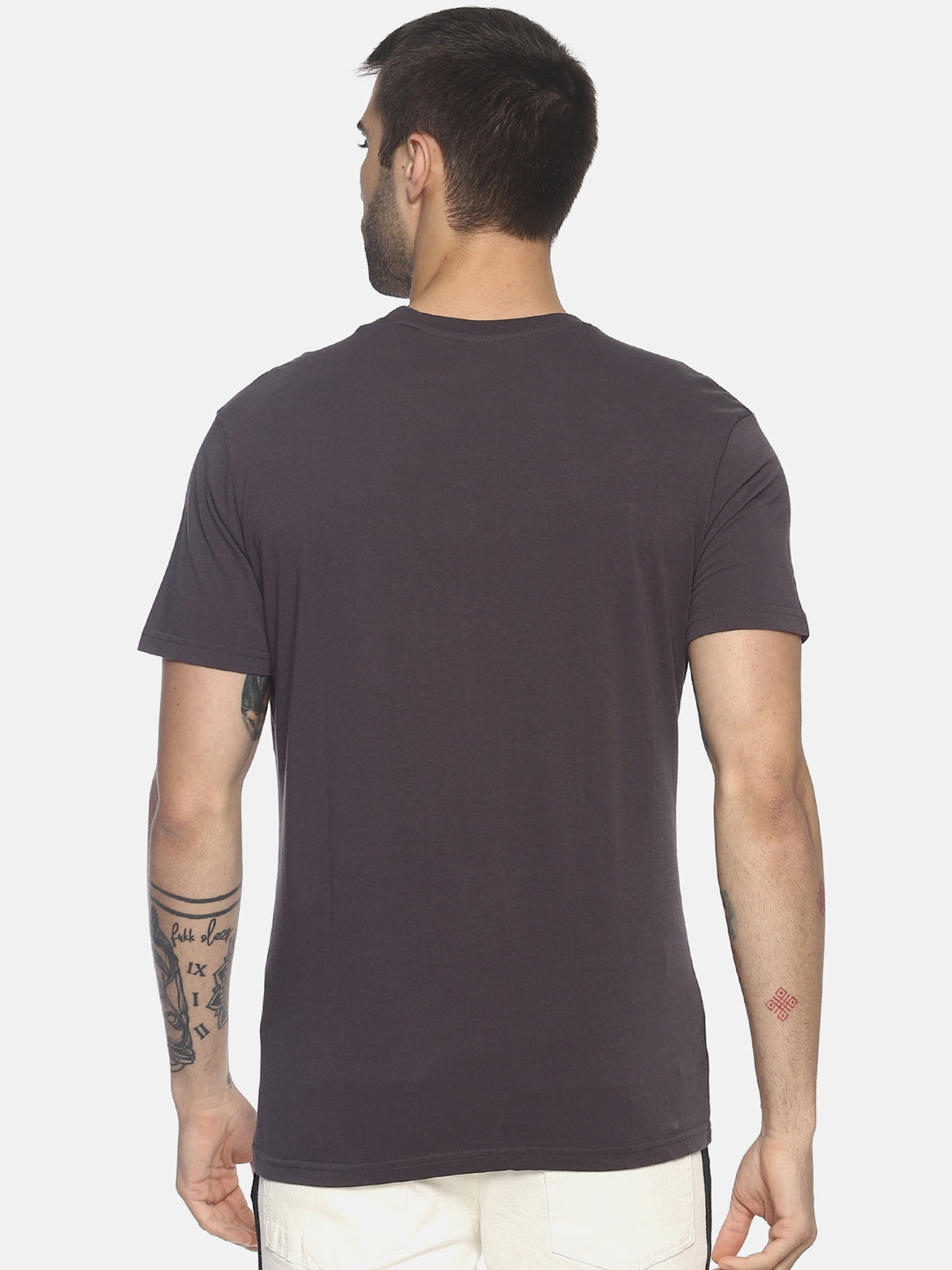 Wolfpack Round Neck Barcode Tiger Printed Grey T-Shirt Wolfpack