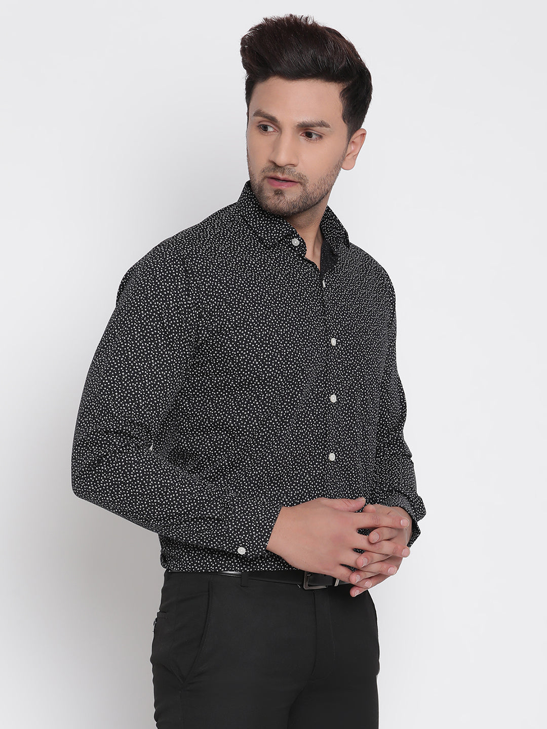 Black Printed Men Formal Shirt Copperline