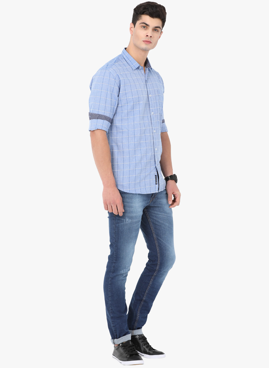 Crosscreek Men Blue Checks Casual Shirt Crosscreek