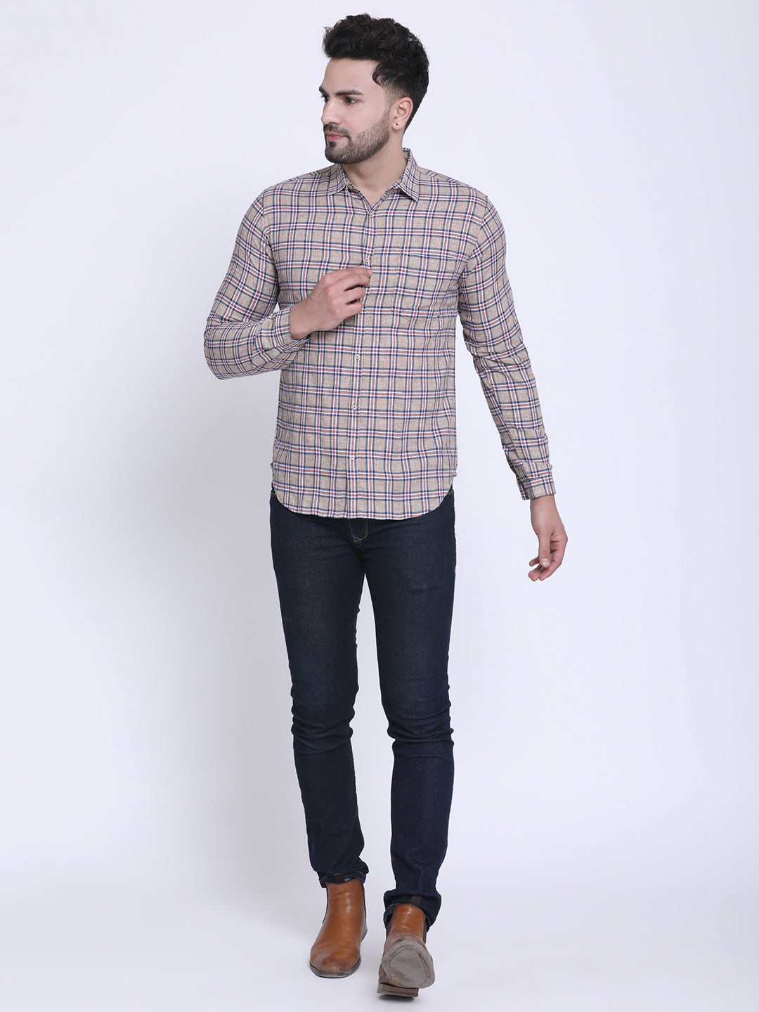 Crosscreek Men Slim Fit Checked Casual Shirt Crosscreek