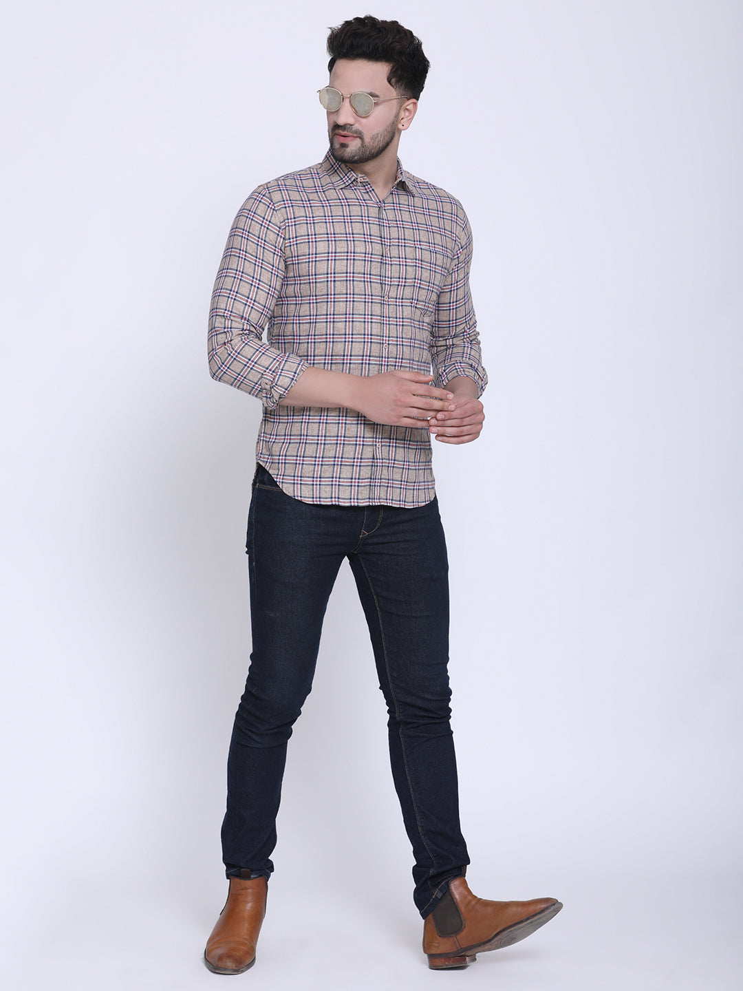 Crosscreek Men Slim Fit Checked Casual Shirt Crosscreek