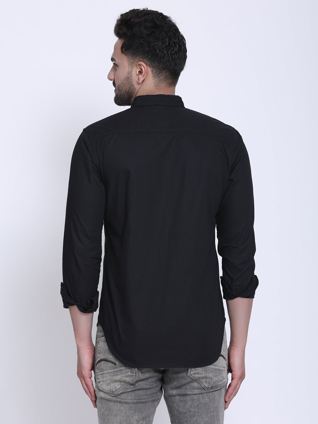 Crosscreek Men Black Slim Fit Solid Casual Shirt Crosscreek
