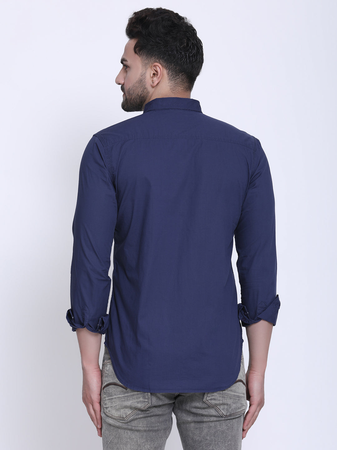 Crosscreek Men Navy Blue Slim Fit Solid Casual Shirt Crosscreek