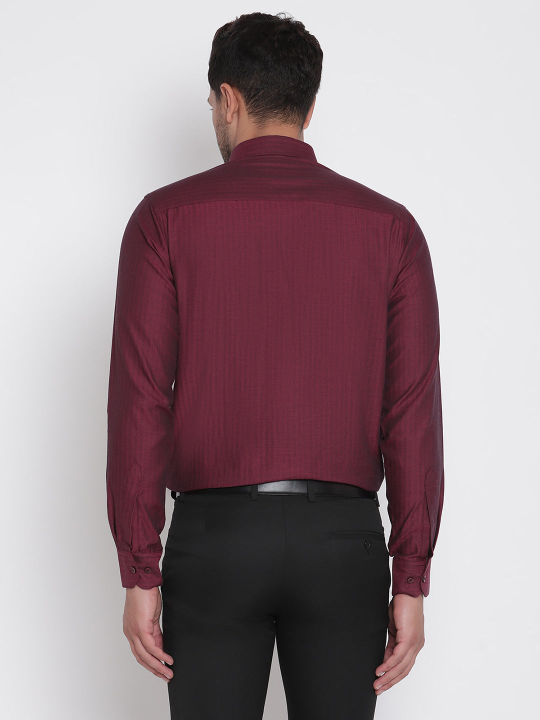 Men Maroon Herringbone Formal Shirt Copperline