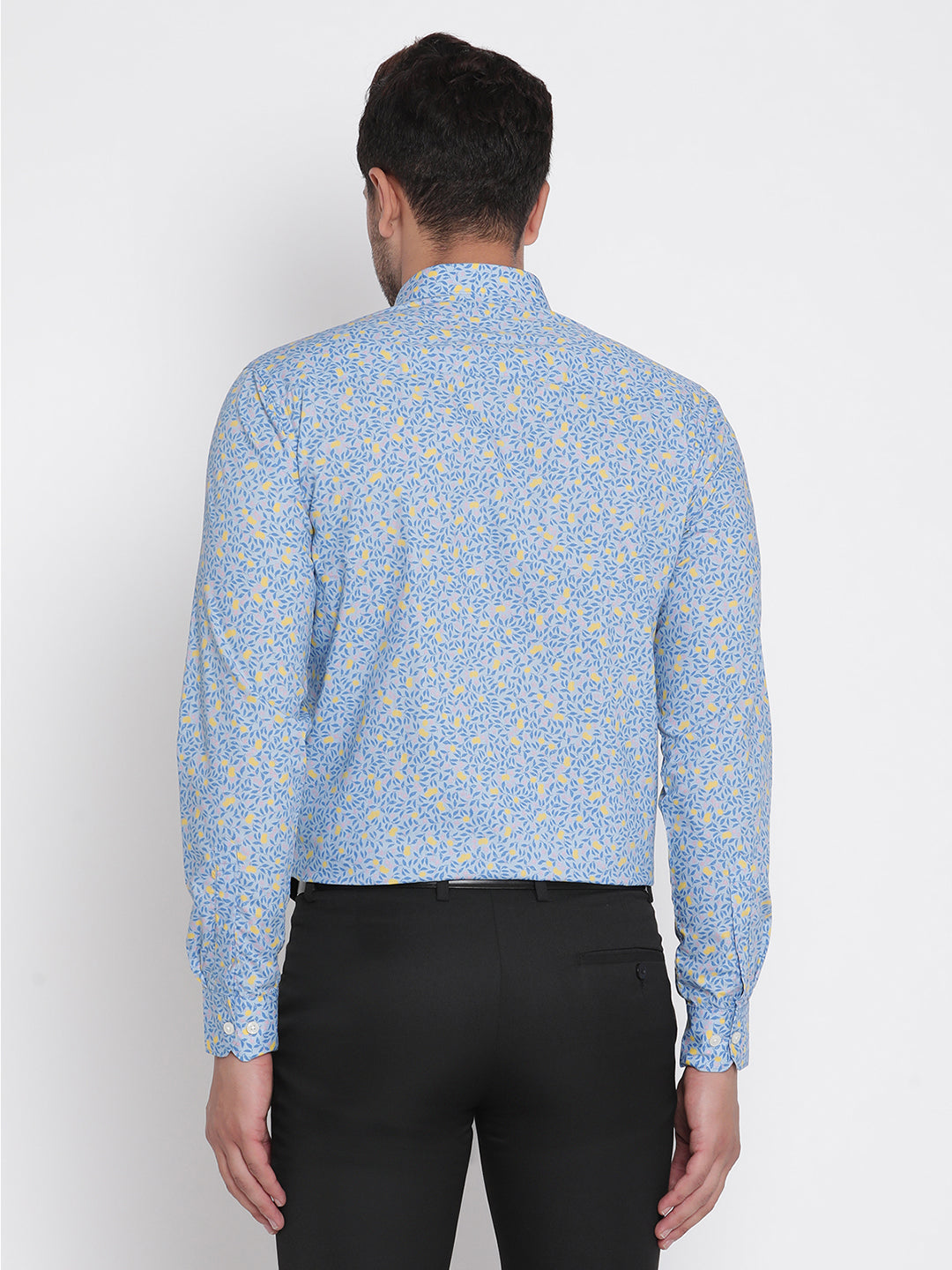 Blue Printed Men Formal Shirt Copperline