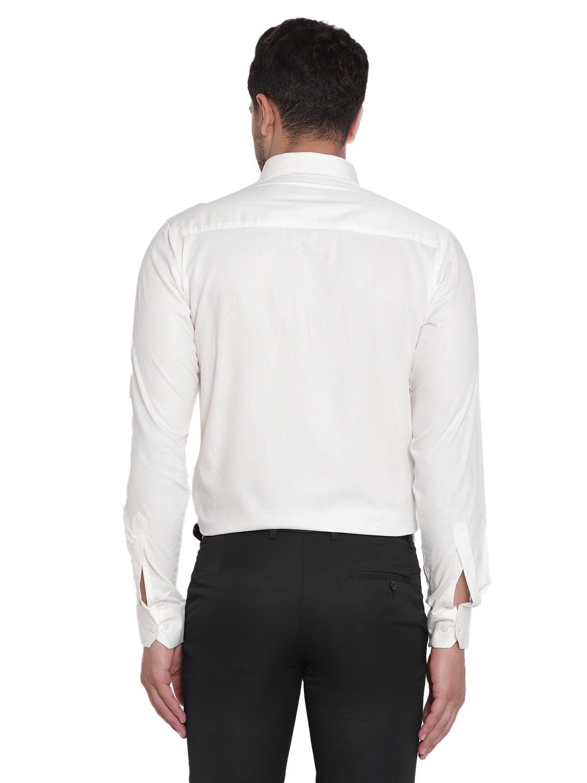 Men Dobby White Solid Formal Shirt Copperline