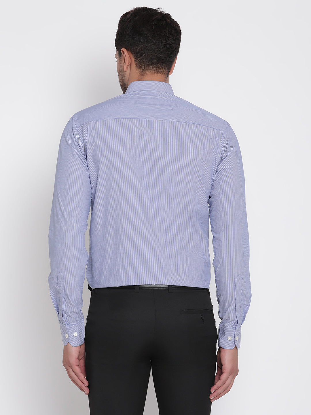 Men Blue Striped Formal Shirt Copperline