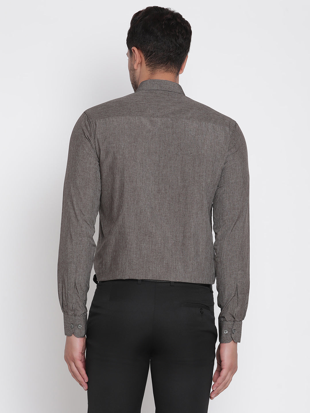 Men Grey Chambray Formal Shirt Copperline