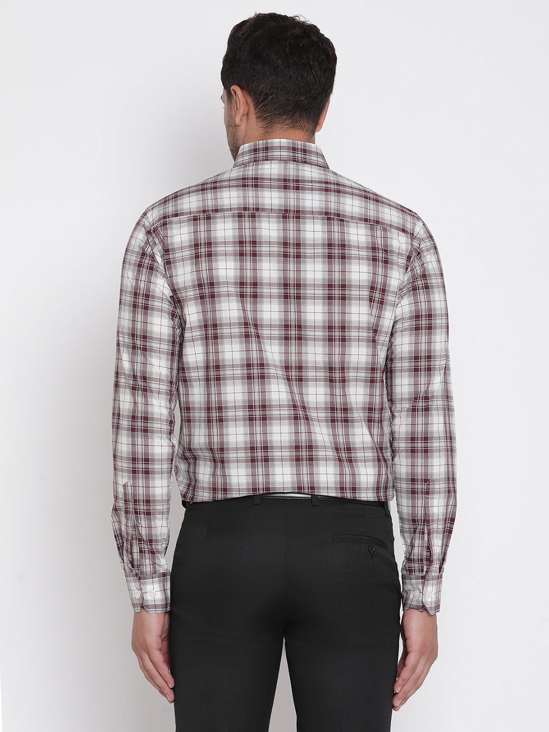 Brown Checked Men Formal Shirt Copperline