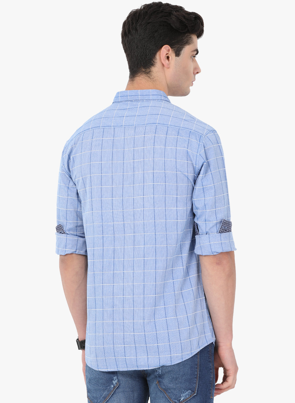 Crosscreek Men Blue Checks Casual Shirt Crosscreek