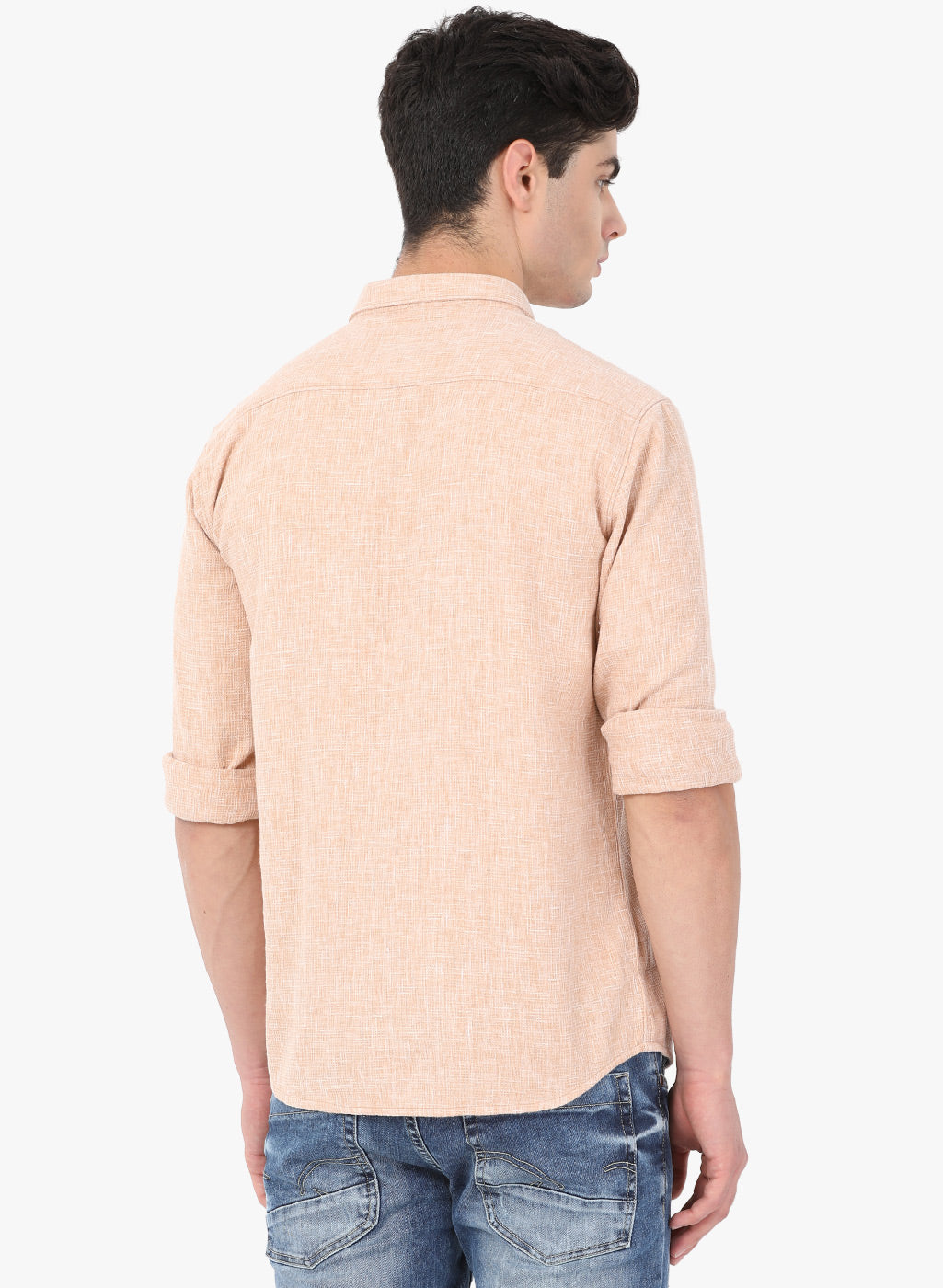 Crosscreek Men Beige Solid Waffle Casual Shirt Crosscreek