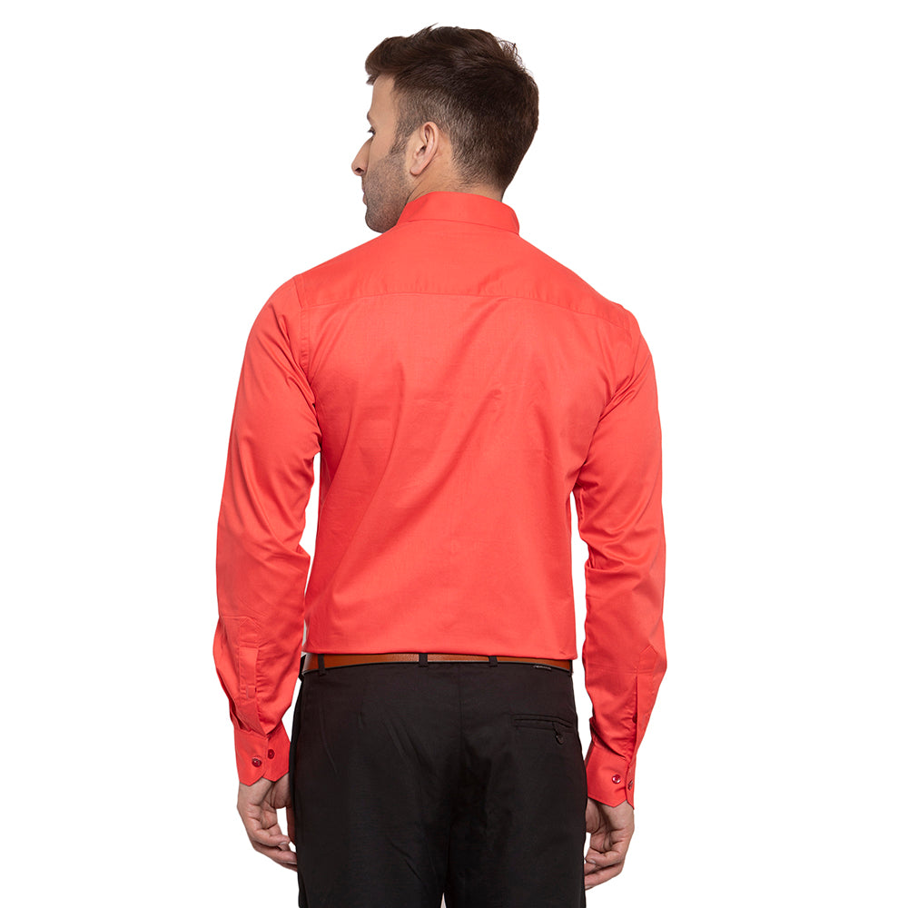 Copperline Men Red Solid Slim Fit Formal Shirt Copperline