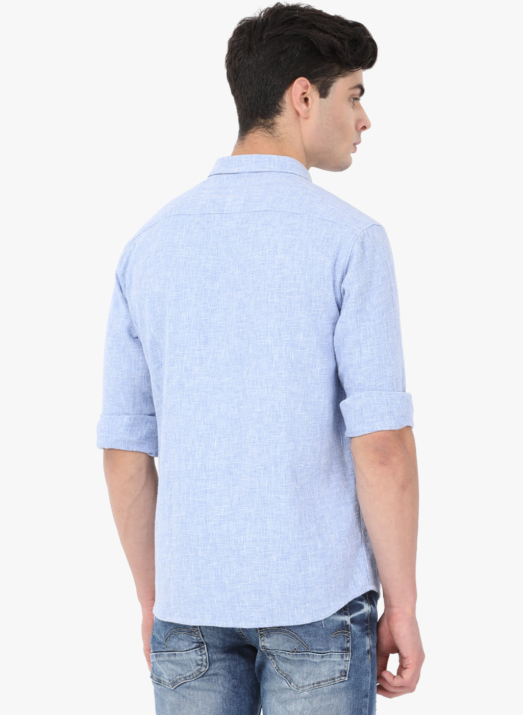 Crosscreek Men Light Blue Solid Waffle Casual Shirt Crosscreek