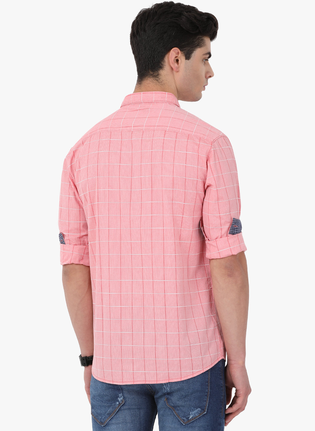 Crossceek Men Red Checks Casual Shirt Crosscreek