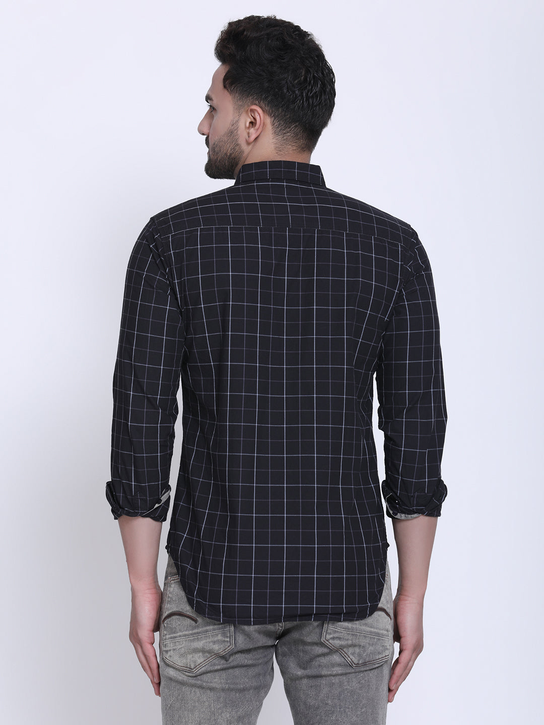 Crosscreek Men Black & White Slim Fit Checked Casual Shirt Crosscreek