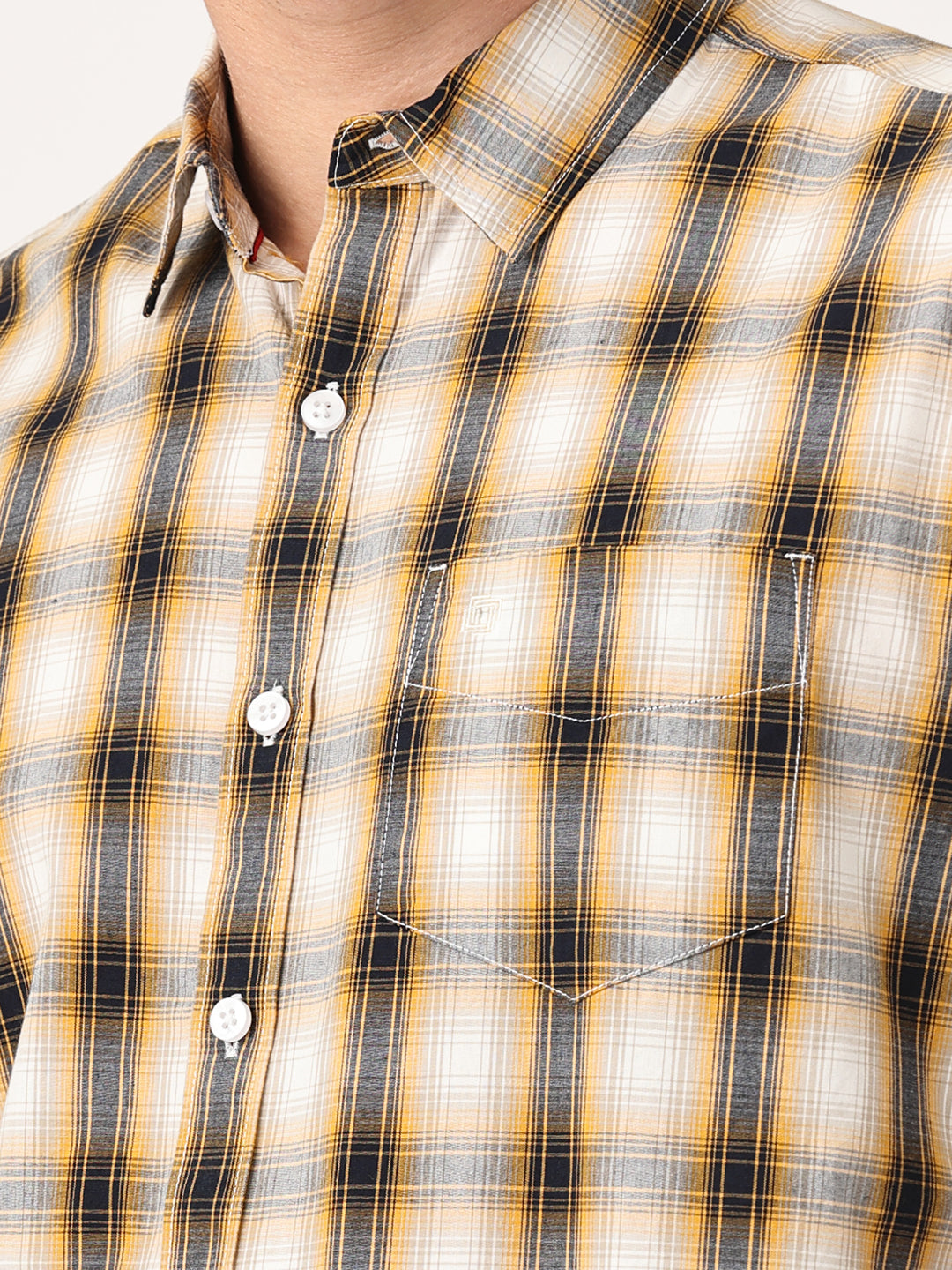 Crosscreek Men Beige Slim Fit Checked Cotton Casual Shirt Crosscreek