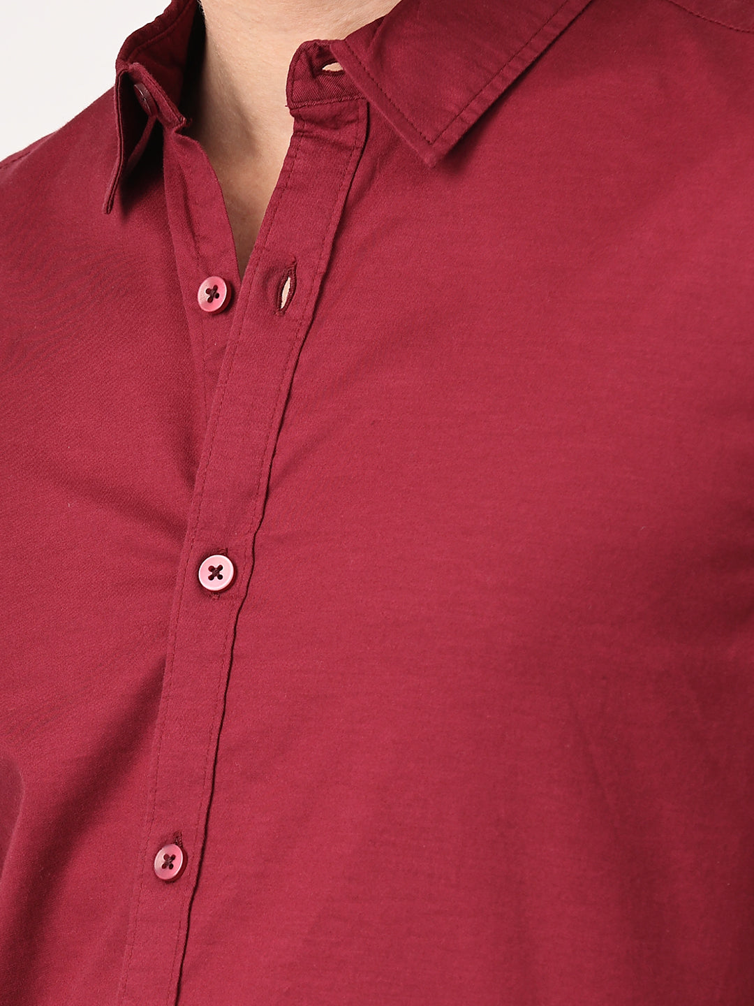Crosscreek Men Maroon Slim Fit Solid Stretch Cotton Lycra Casual Shirt Crosscreek