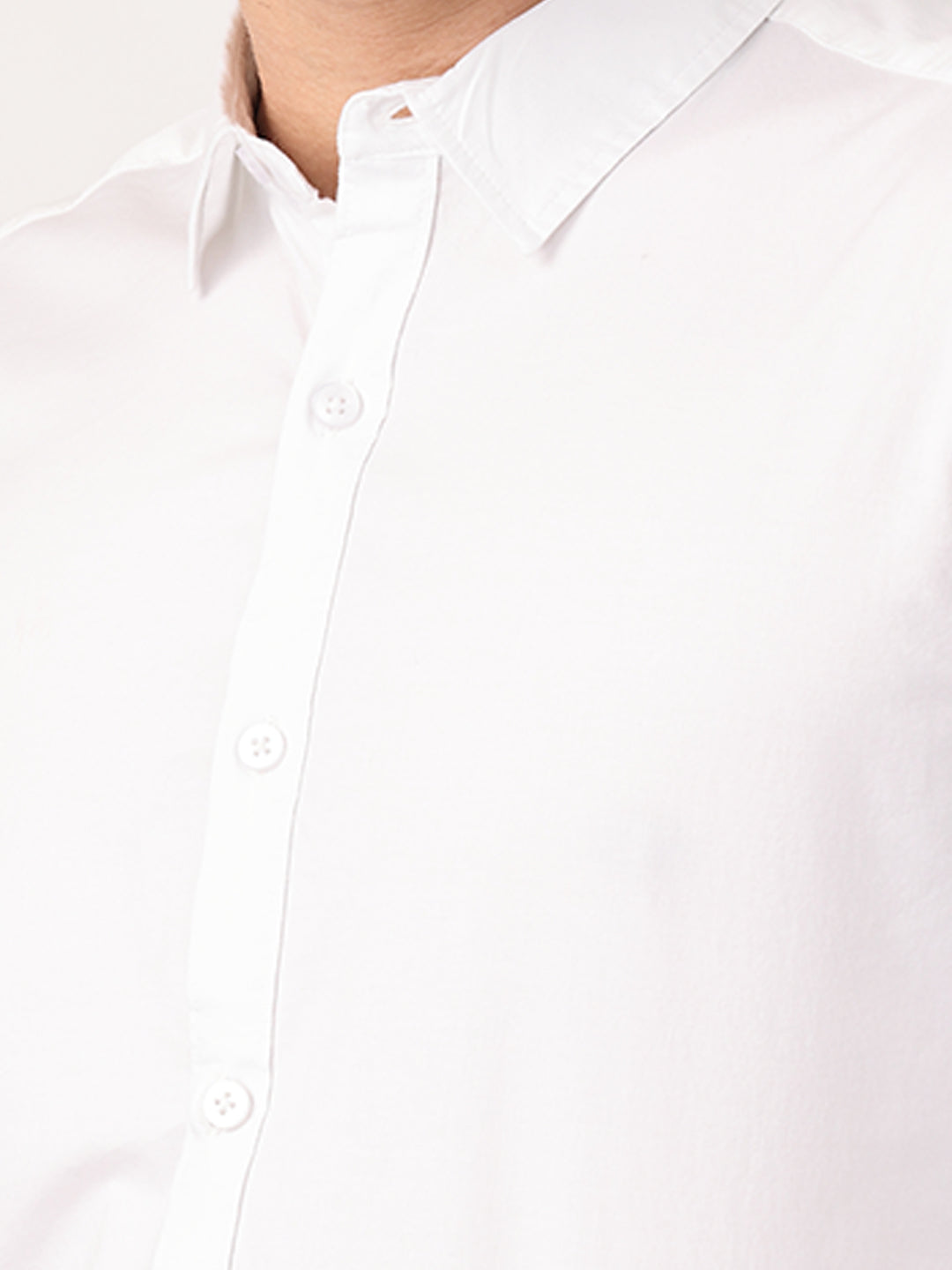 Crosscreek Men White Slim Fit Solid Stretch Cotton Lycra Casual Shirt