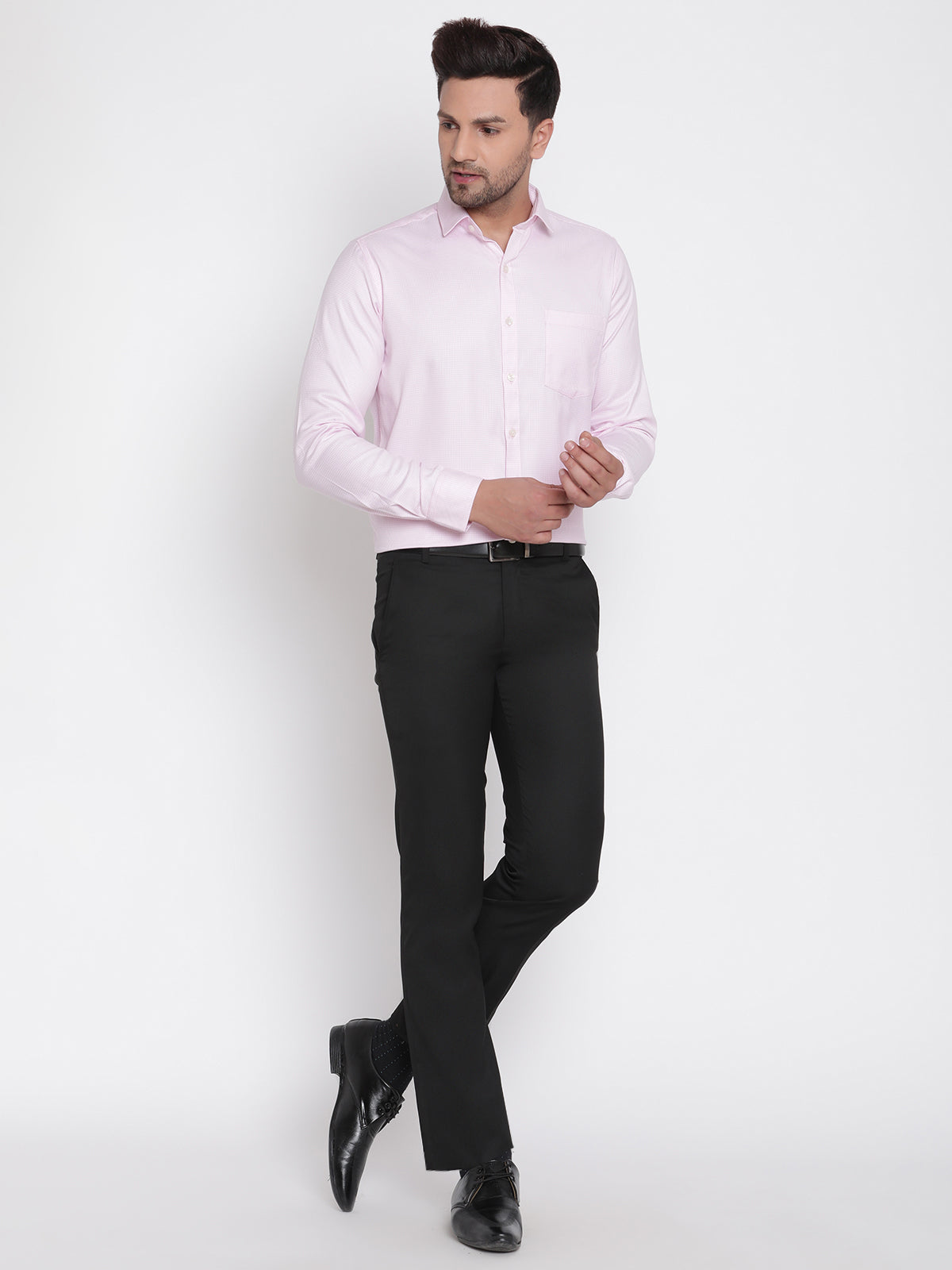 Men Pink Dobby Formal Shirt Copperline