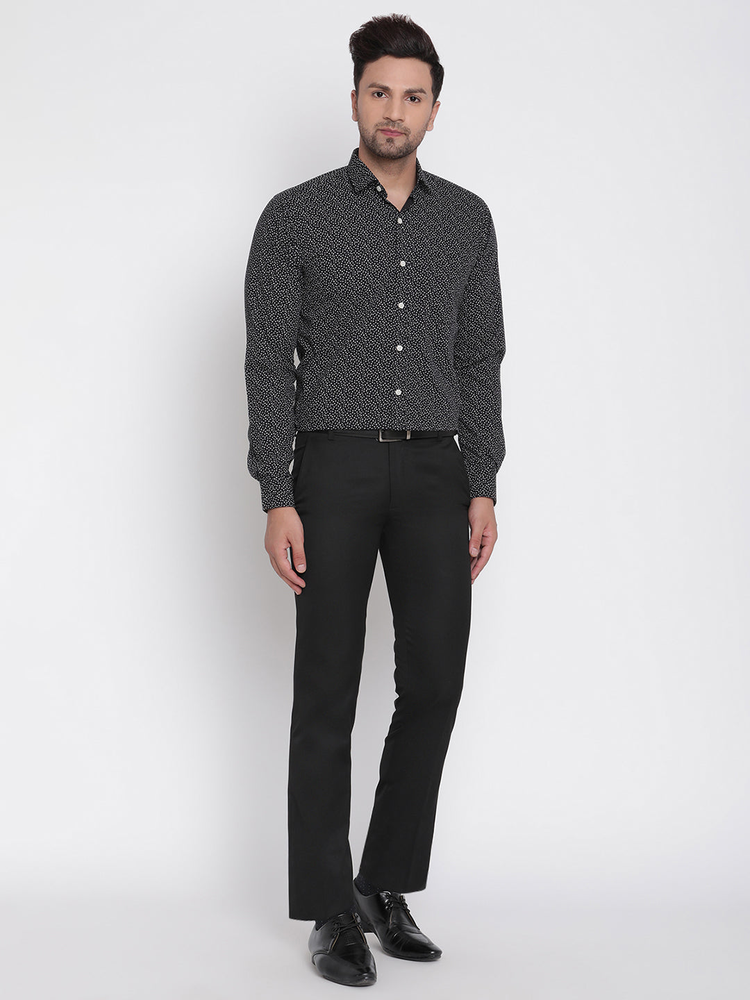 Black Printed Men Formal Shirt Copperline