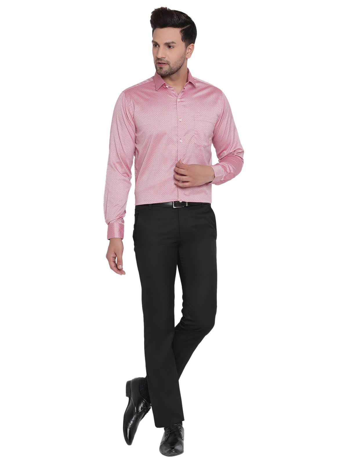 Men Pink Dobby Formal Shirt Copperline