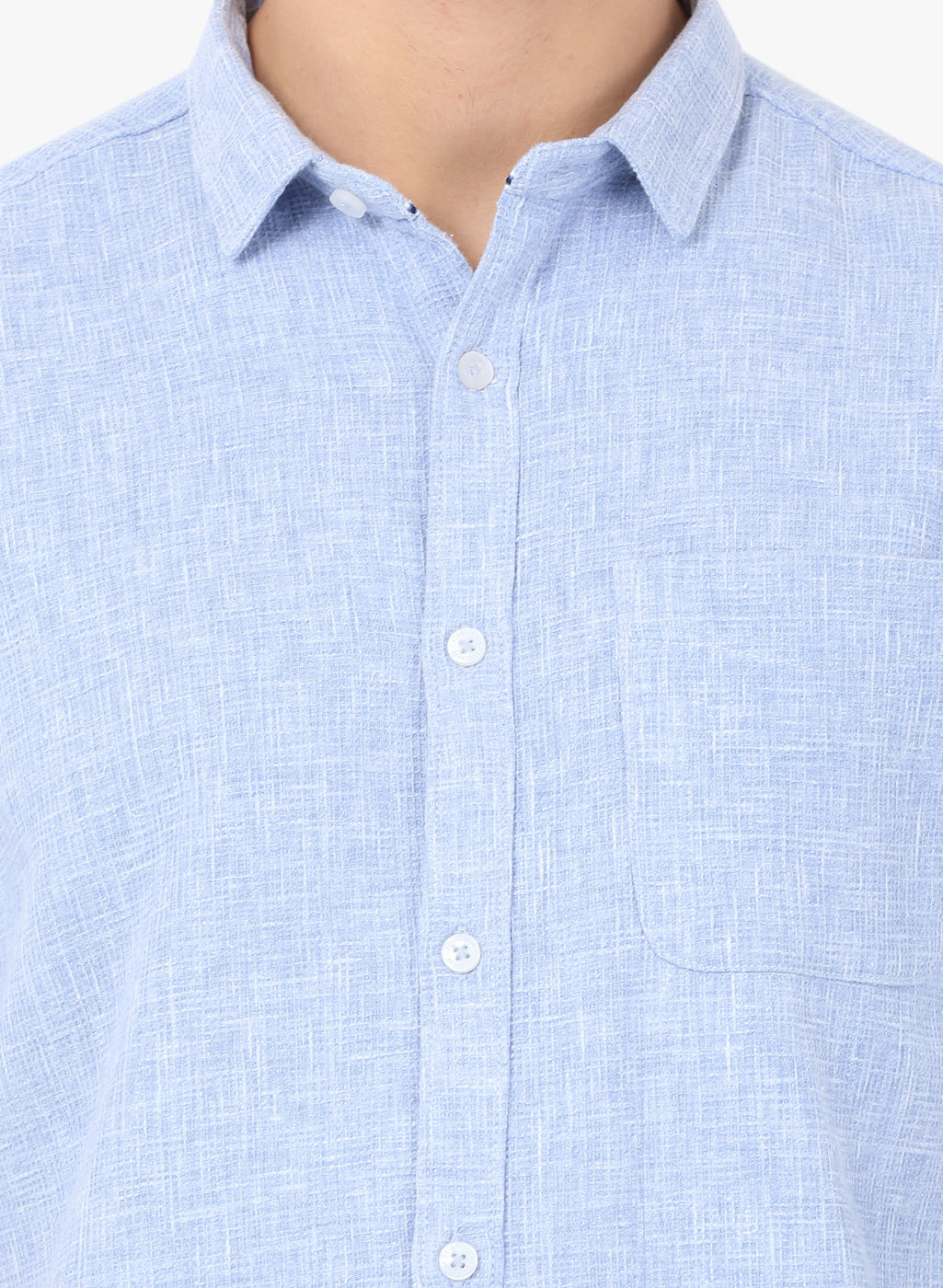 Crosscreek Men Light Blue Solid Waffle Casual Shirt Crosscreek