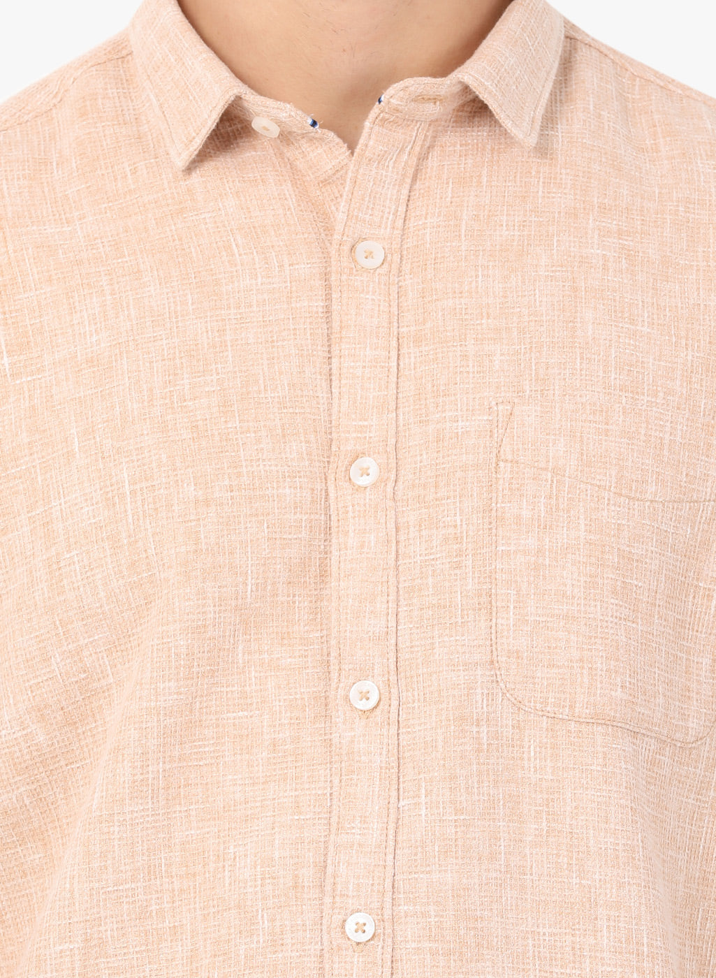 Crosscreek Men Beige Solid Waffle Casual Shirt Crosscreek
