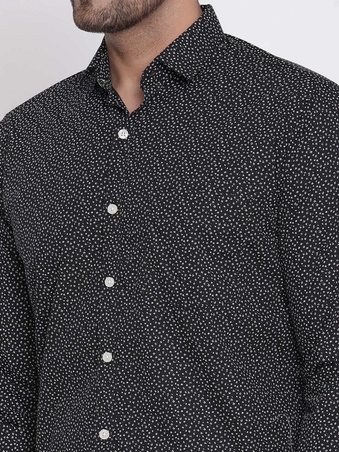 Black Printed Men Formal Shirt Copperline