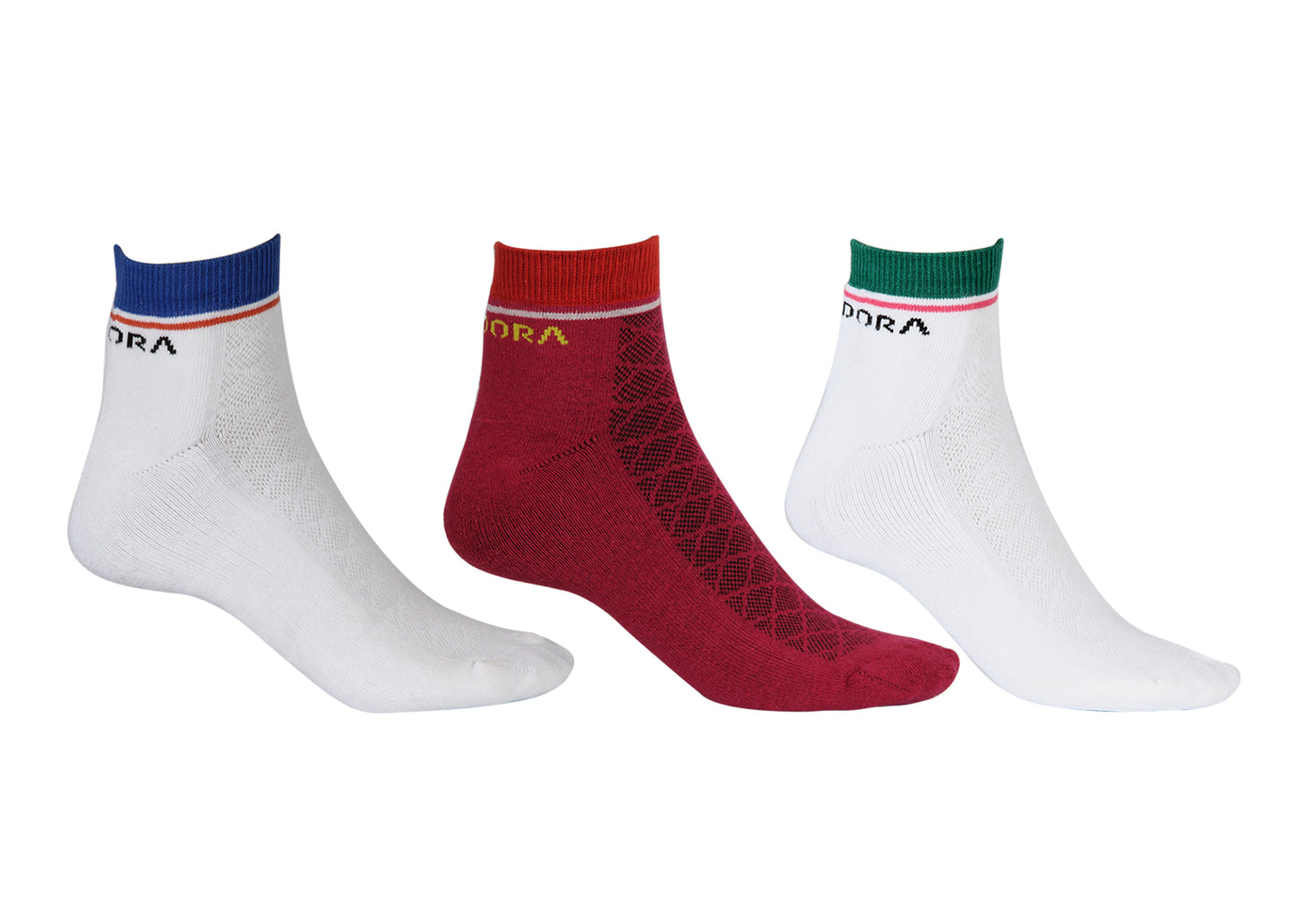 Diti Women's Ankle Length Multicolor Cotton Socks-Pack of 3