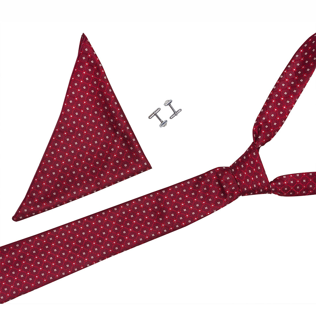 Crosscreek Men Maroon Ties & Cufflink Set Crosscreek