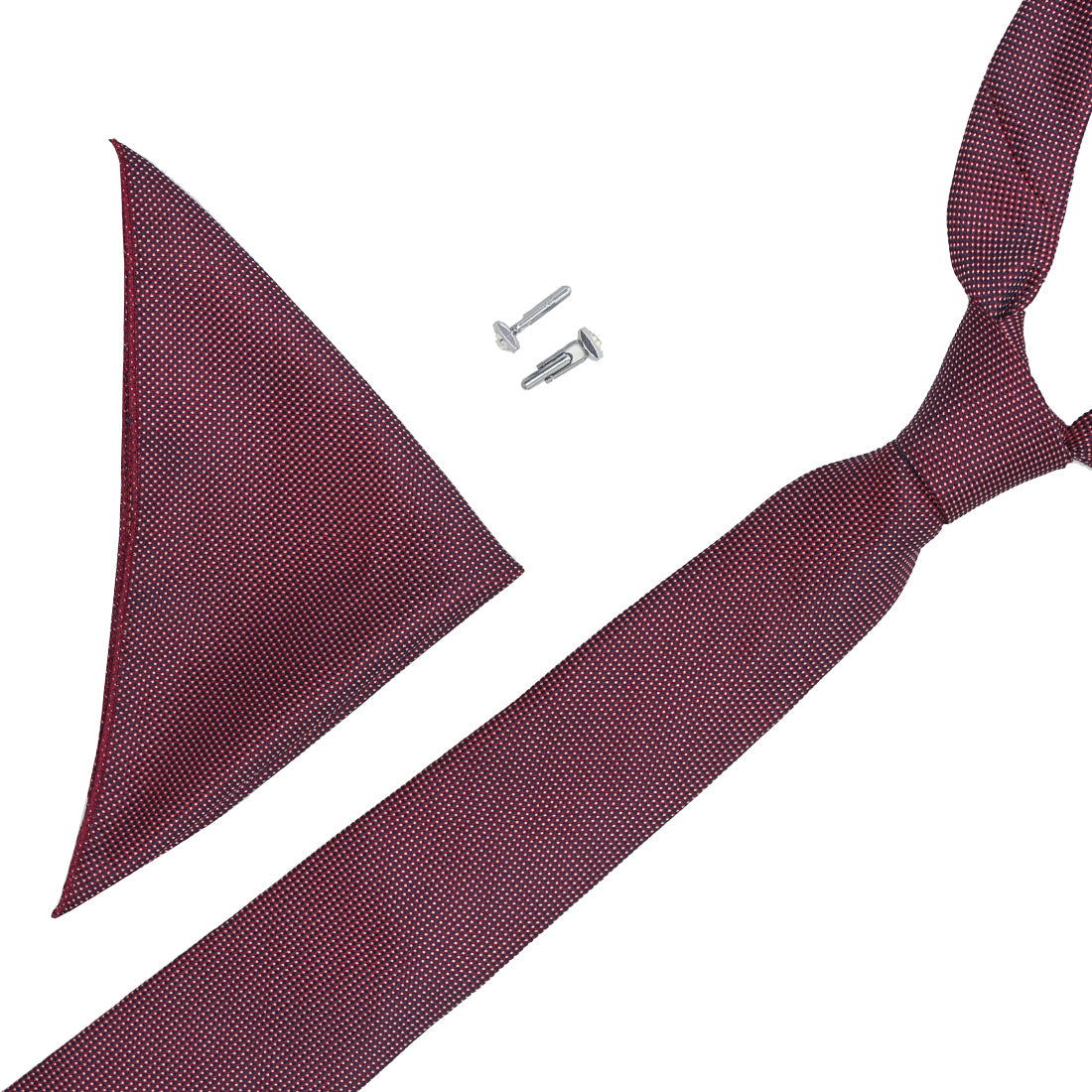 Crosscreek Men Maroon Ties & Cufflink Set Crosscreek