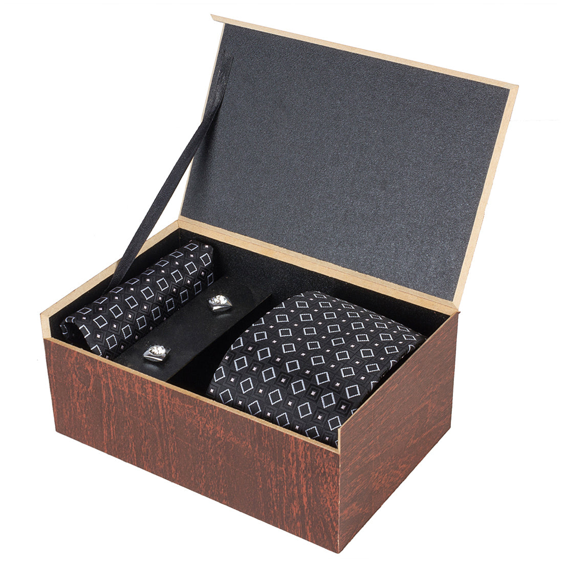 Crosscreek Men Black Ties & Cufflink Set Crosscreek