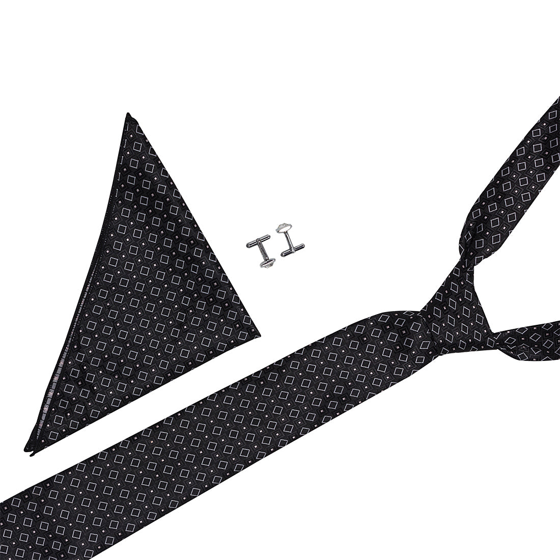 Crosscreek Men Black Ties & Cufflink Set Crosscreek