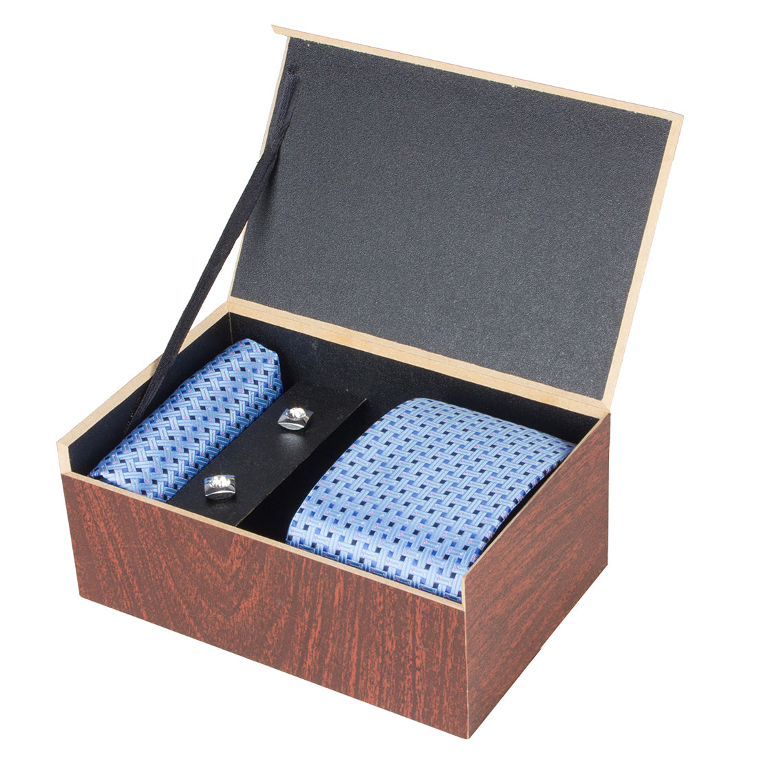 Crosscreek Men Blue Ties & Cufflink Set Crosscreek