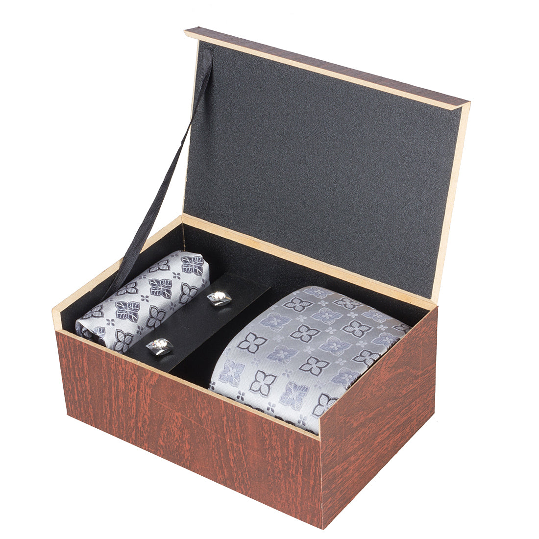 Crosscreek Men Silver Ties & Cufflink Set Crosscreek