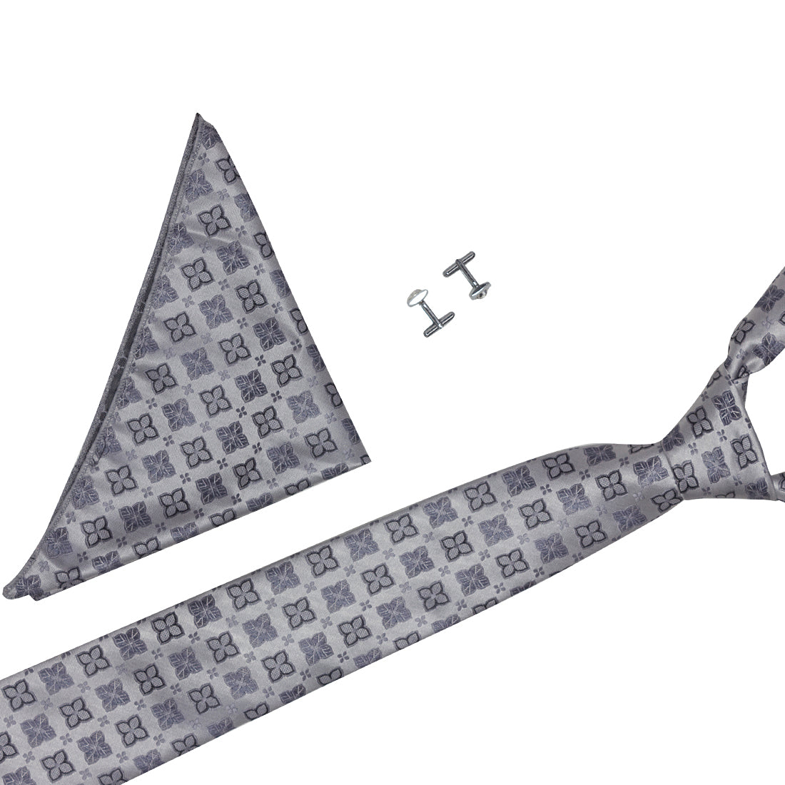 Crosscreek Men Silver Ties & Cufflink Set Crosscreek