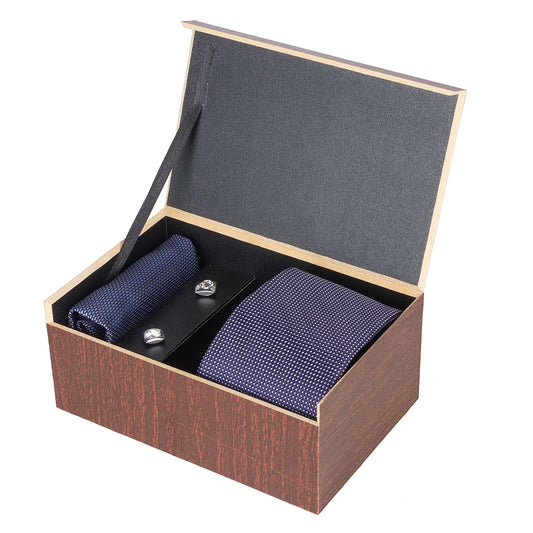 Crosscreek Men Navy Blue Ties & Cufflink Set Crosscreek
