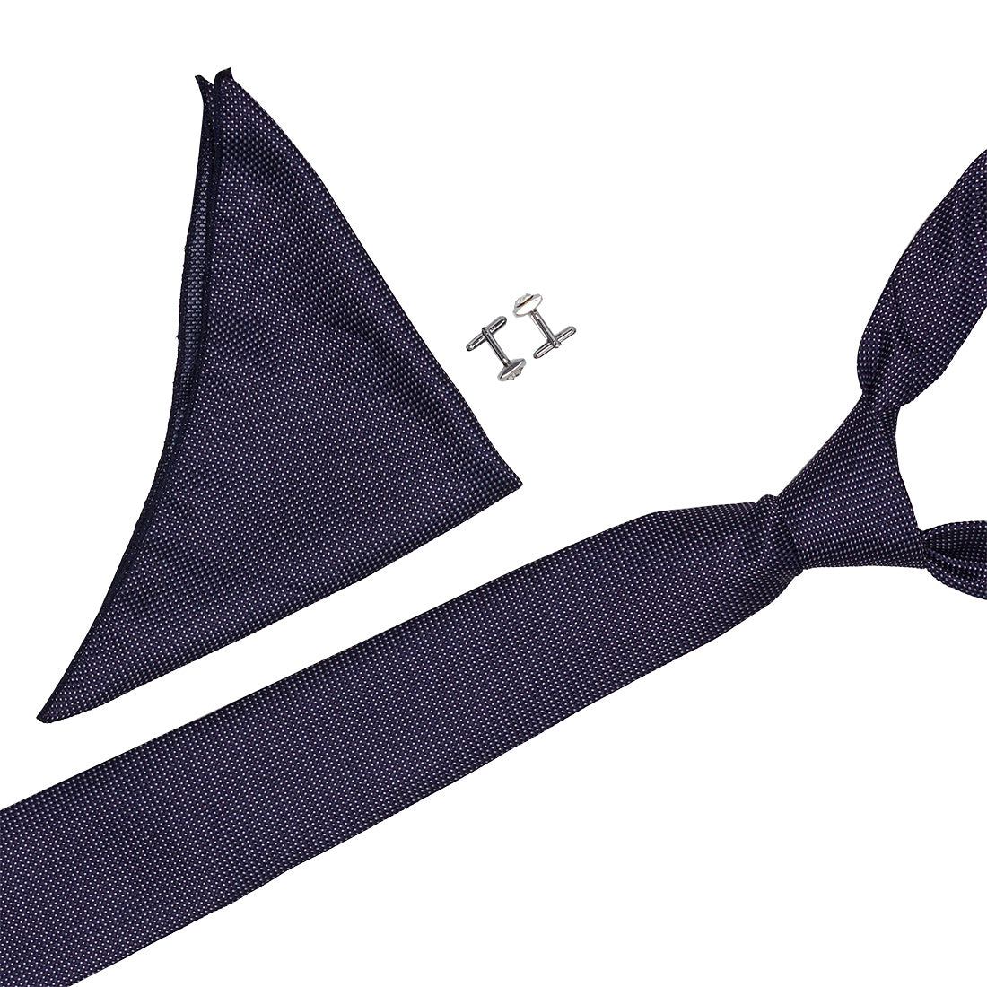 Crosscreek Men Navy Blue Ties & Cufflink Set Crosscreek