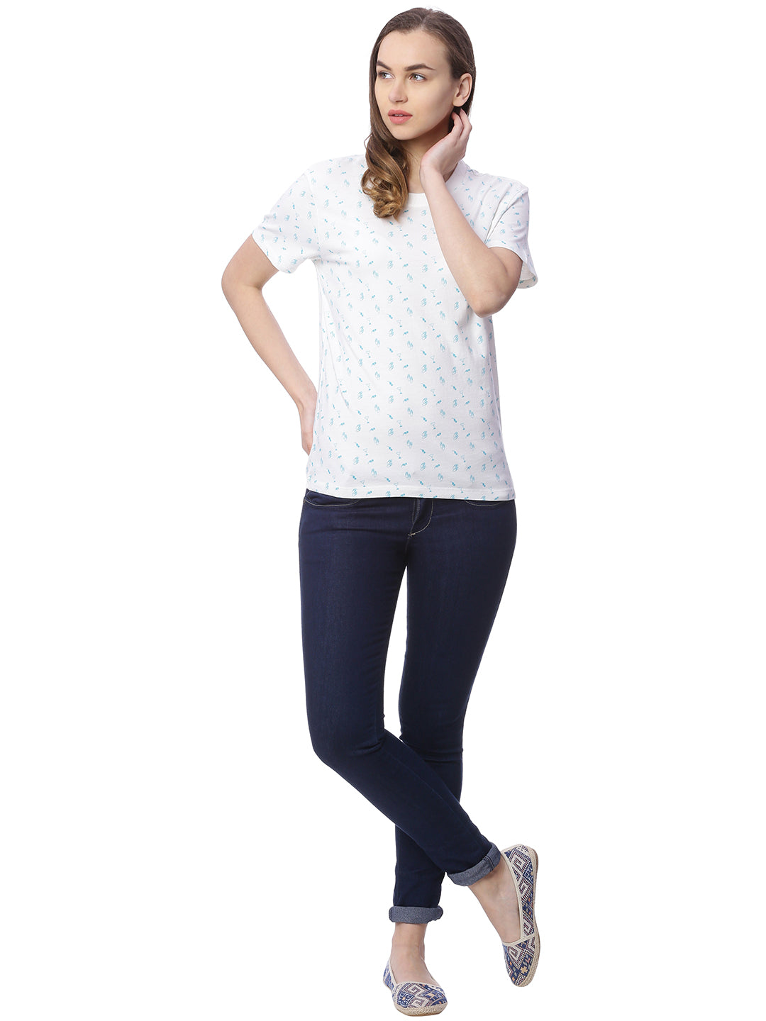 Wolfpack Women White Printed T-Shirt Wolfpack