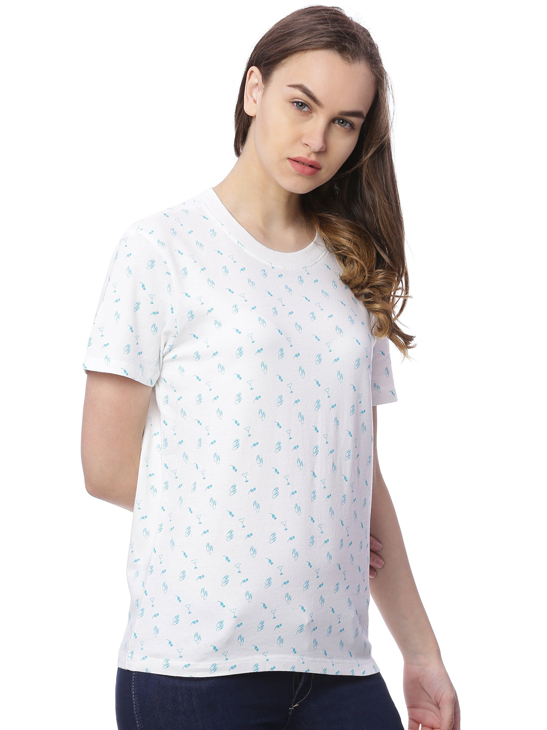 Wolfpack Women White Printed T-Shirt Wolfpack