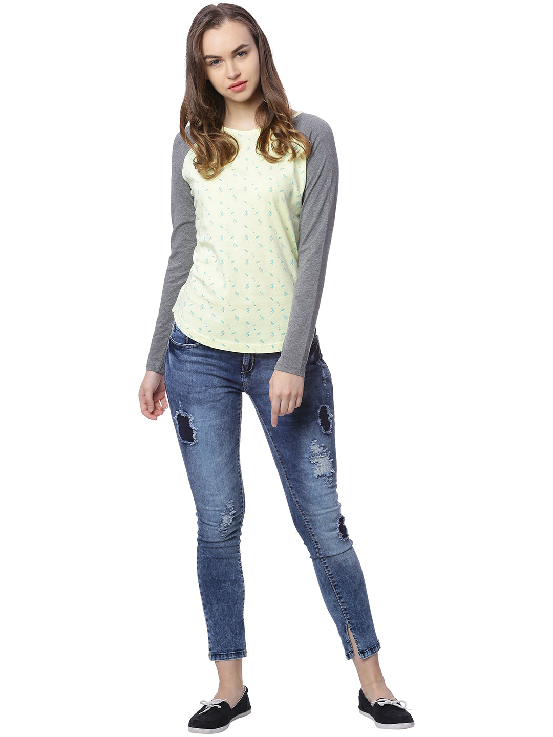 Wolfpack Women Yellow Printed T-Shirt Wolfpack