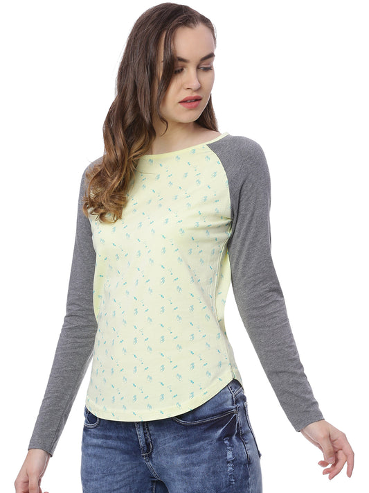 Wolfpack Women Yellow Printed T-Shirt Wolfpack