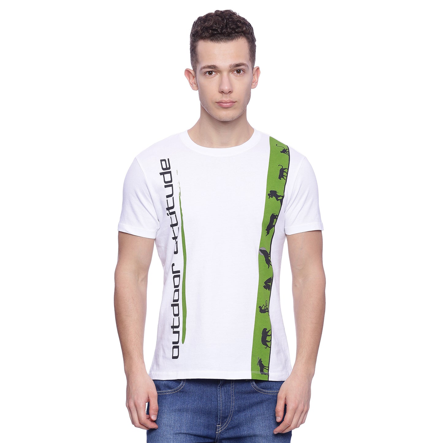 Wolfpack Men White Printed Round Neck T-Shirt Wolfpack