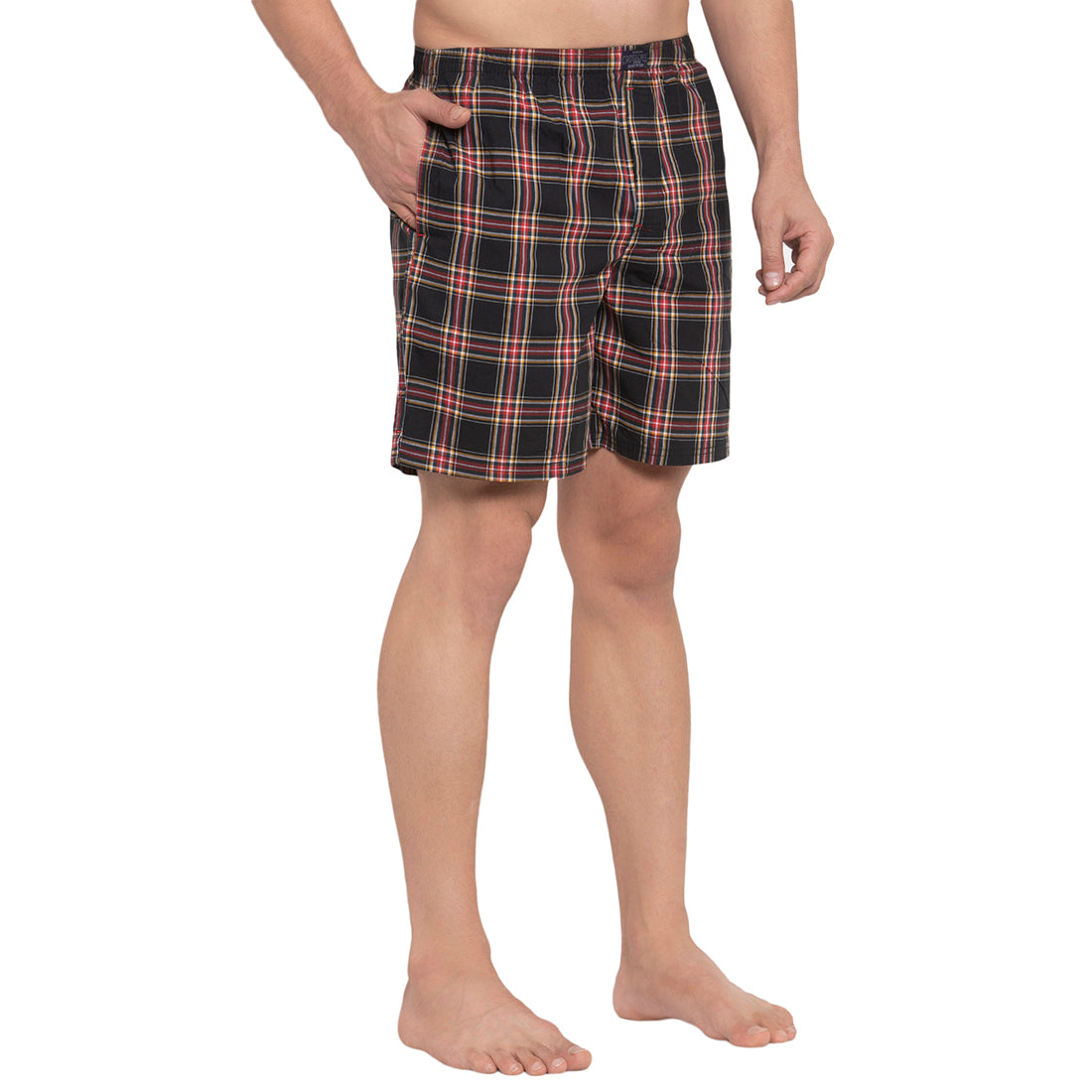 Crosscreek Men Black and Red Checks Boxers Crosscreek